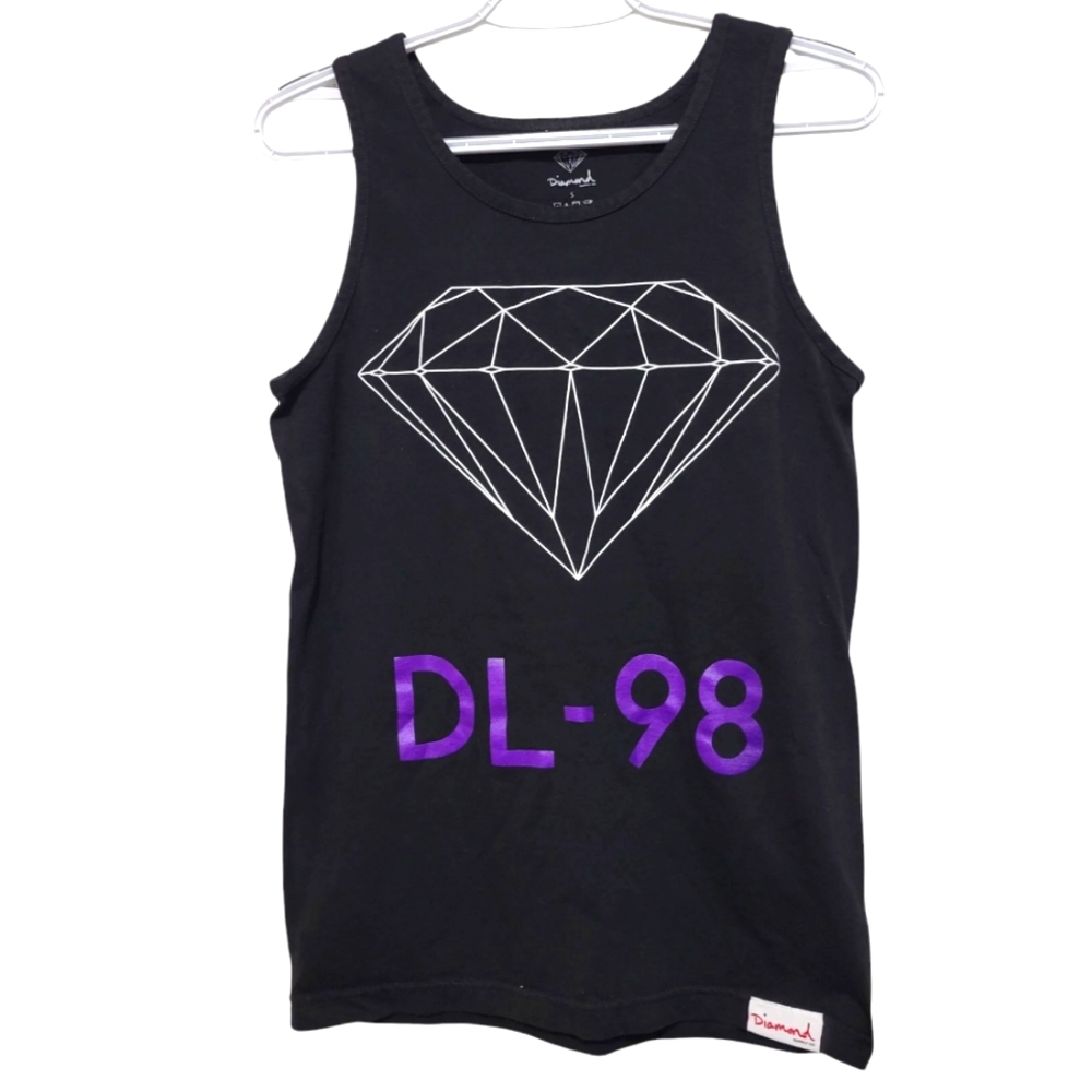 Diamond Supply Co. Black and Purple Men'sTank Top Small
